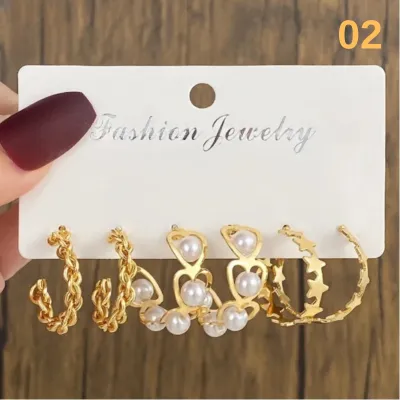 Fashion Hollow Heart Stars Earrings Set (3 pairs)